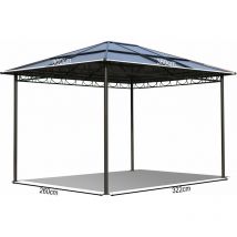 Quick-star - Cenador metálico Hardtop 3x3,6m con techo de policarbonato impermeable