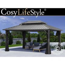 Dancover - Cenador San Francisco con cortinas y mosquitera, 3,65x4,85m,