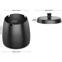 Mowze - Cendrier en acier inoxydable avec couvercle Base antidérapante pour l'extérieur et l'intérieur Noir pour les restes de cigarettes et les