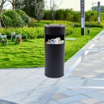 Cendrier sur pied pour intérieur/extérieur - 30 l - Poubelle amovible en acier inoxydable - 25 x 62 cm - Noir