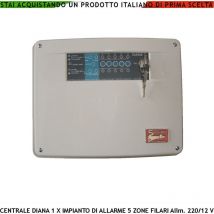 Centrale Antifurto Diana 5 Zone Chiave Meccanica per Impianto di Allarme Filare. Gestisce Sensori Ingresso Per Chiave Remota o Telegestione Uscita di