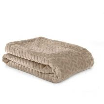 Plaid Chevron, en polyester de couleur taupe l.180 x 220 cm - Centrale Brico