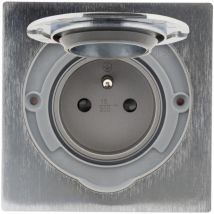 Zenitech - Prise de sol 16A 2P+T finition alu brossé - IP55 simple