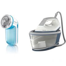 Centrale Vapeur + Rase Peluche - PHILIPS BXA0019/00 - Compact - 6 bars - Effet Pressing 300g/min - Débit vapeur continu 110g...