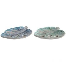 Centre detable dkd home decor 43 x 36 x 9 cm bleu vert 45 x 36 x 9 cm feuille de plante de
