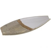 Fijalo - Centre en céramique blanc/argenté avec paillettes dorées 45x16x6 cm