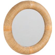 Miroir rond en rotin