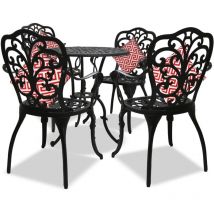 Centurion Supports - bangui Luxurious Garden & Patio Table & 4 Large Chairs with Armrests Cast Aluminium Bistro Set - Black