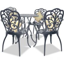 Centurion Supports - bangui Luxurious Garden & Patio Table & 4 Large Chairs with Armrests Cast Aluminium Bistro Set Grey