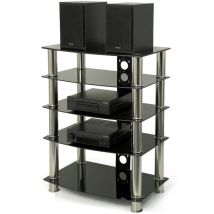 Centurion Supports - Galago 5-Shelf Premium Gloss Black Glass with Silver Legs av Rack