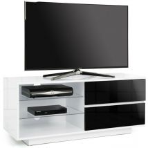 Centurion Supports - Gallus Gloss White 2-Black Drawers 3-Shelf tv Stand