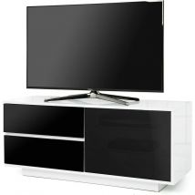 Centurion Supports - Gallus ultra Remote Friendly BeamThru Gloss White with 2-Black Drawers 32'-55' Flat Screen Cabinet tv Stand
