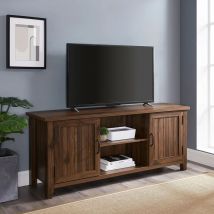 Centurion Supports - ranch Walnut Dual Compartment Storage 6-Shelf up to 65" Flat Screen tv Cabinet