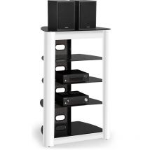 Centurion Supports - zinnia 5-Tier Black Glass Shelves with Gloss White Fascia Entertainment Media Audio Rack
