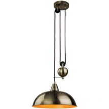 Firstlight Products - Firstlight Century - 1 Light Rise & Fall Dome Ceiling Pendant Antique Brass, E27