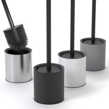 Jalleria - Cepillo de baño de silicona y acero inoxidable - Cepillo antibacteriano con elegante soporte - Cepillo de baño de silicona con diseño y