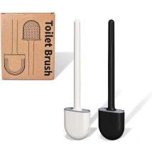 Aiperq - Cepillo de baño plano de silicona, paquete de 2, cepillo de baño con soporte, cepillo de baño colgante, juego de cepillos de limpieza de