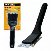 K2 - Cepillo limpiador de parrillas Erla Grida, accesorio para barbacoa, limpieza eficaz, mango ergonómico, cerdas resistentes, color negro