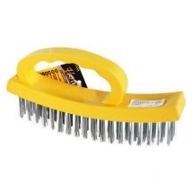 Cepillo pua acero con asa de 4x18 hilera , Cepillo de púas de acero con asa de plástico Ideal para uso industrial, talleres, soldaduras, etc 4