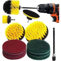 Alovez - Cepillos para taladro, 12 piezas, duraderos, para limpieza de superficies de baño, suelos, alfombras y coches, de 5 cm, 8,9 cm, 10 cm y 12,7