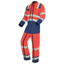 Cepovett - combinaison 2 zip fluo safe xp rouge fluo/bleu marine s - FR(40-42)