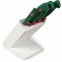 Ceppo Obliquo in Legno con 4 Coltelli Manico Antiscivolo Verde Sanelli Premana