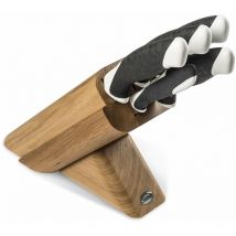 Ceppo Obliquo in Rovere Massello 5 Coltelli Sanelli Sakura Nero/Bianco