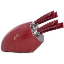 Ceppo portacoltelli sense nero + set 5 coltelli elegance rosso Berkel