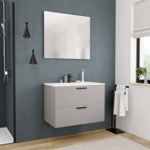 Ceramia - 80 cm, Mueble de baño ensamblado nuevo, certificado fsc, gris perla ( 4LG80)