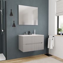 Ceramia - 80cm, Mueble de baño nuevo montado, certificado fsc, gris perla ( 5LG80)