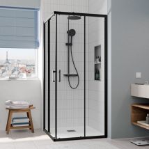 Ceramia - cascada Porte de douche 90x90x195cm coulissante anticalcaire avec profilés Noir mat (CERAHC9090B)