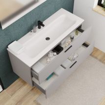 Ceramia - Juego completo 120 cm: lavabo blanco mate + mueble gris perla con certificado fsc ( 4LG120-V)