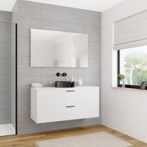 Ceramia - Juego completo de 120 cm: encimera de lavabo blanco mate + armario ensamblado con certificado fsc, blanco roto ( 4OW120-S