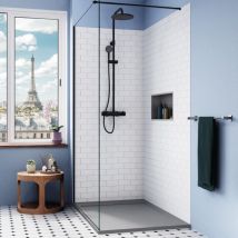 Ceramia Piatto doccia Alda 120x90cm + sifone Eslim90. Pietra sintetica, grigio opaco (ALD15-12090G-S)