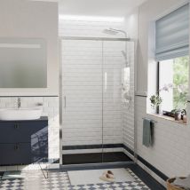 Ceramia - pura Porte de douche 100x195cm coulissante anticalcaire avec profilés Chrome brillant (CERAHP100C)