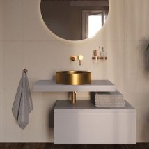 Ceramia - Timeless Countertop Basin in Stainless Steel, 38 x 38 x 11 cm, Without Overflow + Drain, Brushed Gold (TMLW-3838BG)