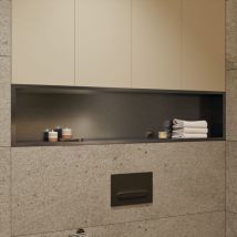 Ceramia - Timeless Niche de Douche à encastrer, Acier Inoxydable 304, 120x28x10cm, Gun Métal brossé pvd