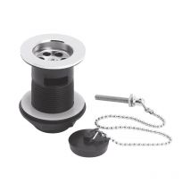 Balterley - Ceramic Accessories Basin Waste with Poly Plug and Chain - Chrome/Black