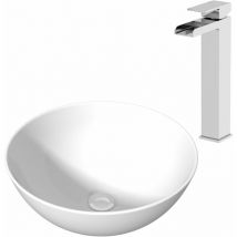 Ceramic Bathroom Vanity Wash Basin Sink Countertop Single Lever Mixer Tap Bundle
