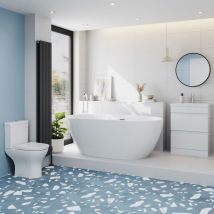 Ceramica - Bathroom Suite 1500mm Freestanding Bath Toilet wc Basin Vanity Unit