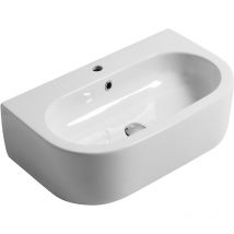 Lavabo Flo sospeso/appoggio cm. 70x42 in ceramica bianco lucido