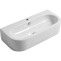 Kerasan - Lavabo Flo sospeso/appoggio cm. 90x42 in ceramica bianco lucido