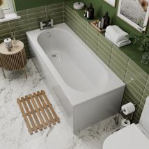 Ceramica - Bathroom Single Ended Straight Curved Bath White Acrylic Bathtub 1800 x 750mm