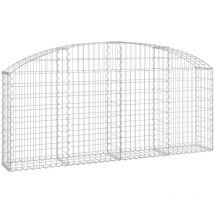 Helloshop26 - Cerca de jaula de gaviones Muro de contención arqueado 200 x 30 x 80/100 cm hierro galvanizado Plata 020040018