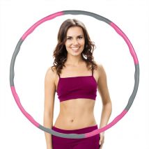 Cerceau Hula Hoop, diamètre de 98 cm, accessoire de fitness pour adultes, exercice abdominaux, rose - gris - Relaxdays