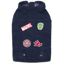Cerdá - For Fan Pets - Veste pour chiens de Tissu Denim 65% coton et 35% polyester Coupe de Velcro et imprimé avec vos motifs préférés de Marvel