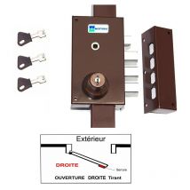 Mottura - Cerradura de 3 puntos 448 A2P1 Estrella Marrón Aprobada por las aseguradoras Con 3 llaves de Pompa Antiganzúa Derecho