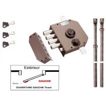 Mottura - Cerradura de 3 puntos 630 A2P1 Estrella Marrón Aprobada por las Aseguradoras Con 3 llaves de Pompa Antiganzúa Izquierda - Con la barra - 3