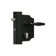 Cerradura de hierro forjado Ral 9005 Negro Locinox cancela batiente con manilla + cilindro - perfil 30 a 50 - LAKQ3030 H2L