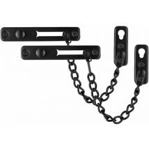 Soleil - Paquete de 2 cerraduras de cadena negras para puerta, protector de puerta de acero inoxidable con resorte antirrobo, color negro mate
